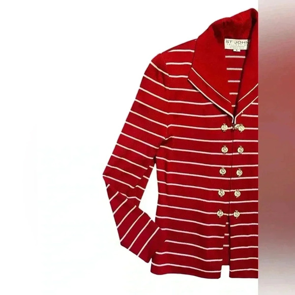 St. John Red Striped Jacket - Picture 2 of 6